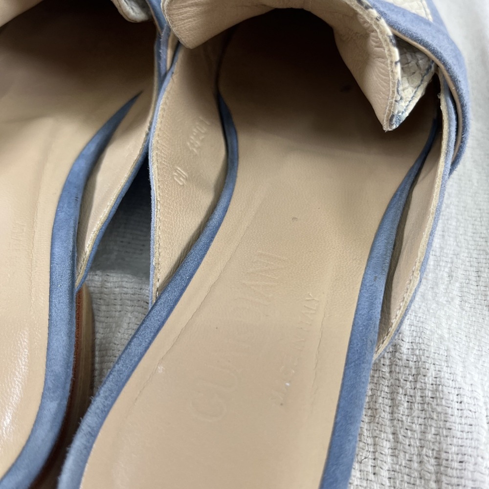 Vero Cuoio Women's 6.5 (37) Blue Snakeskin Leather Mules Italian Slip On Slides - Picture 8 of 10